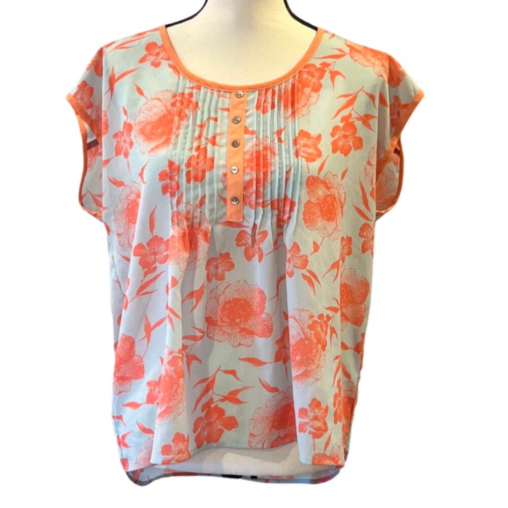 Chloe K Women's Sheer Floral Top Size M